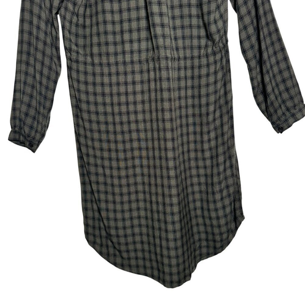 Rails Womens Small Bella Tie Waist Dress Olive Iron Check Button Up Long Sleeve - Picture 10 of 14